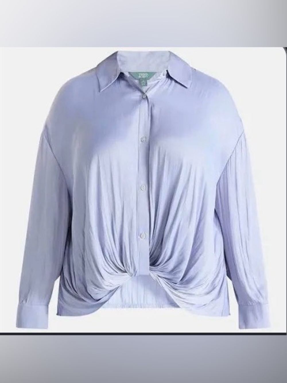 Terra & Sky Light Lavender Twist-Front Button Down Shirt